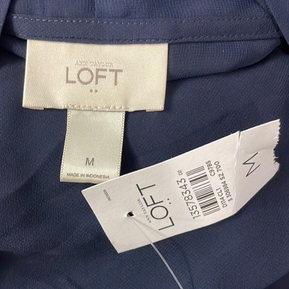 Loft Navy Sheer Tie Blouse - Picture 5 of 6
